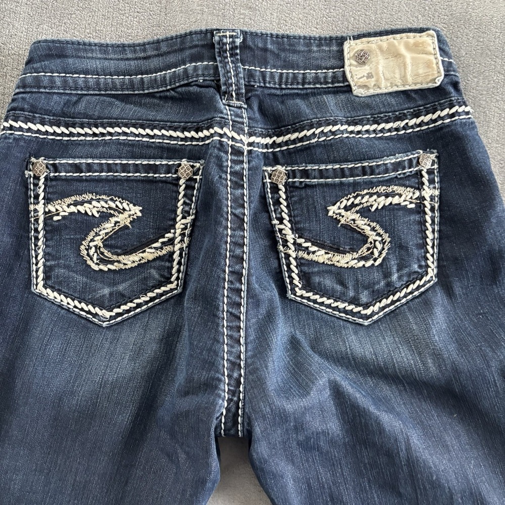 Silver Jeans Co. Dark Wash Denim Embellished Pocket Women's Jeans 27x33 - Picture 9 of 13